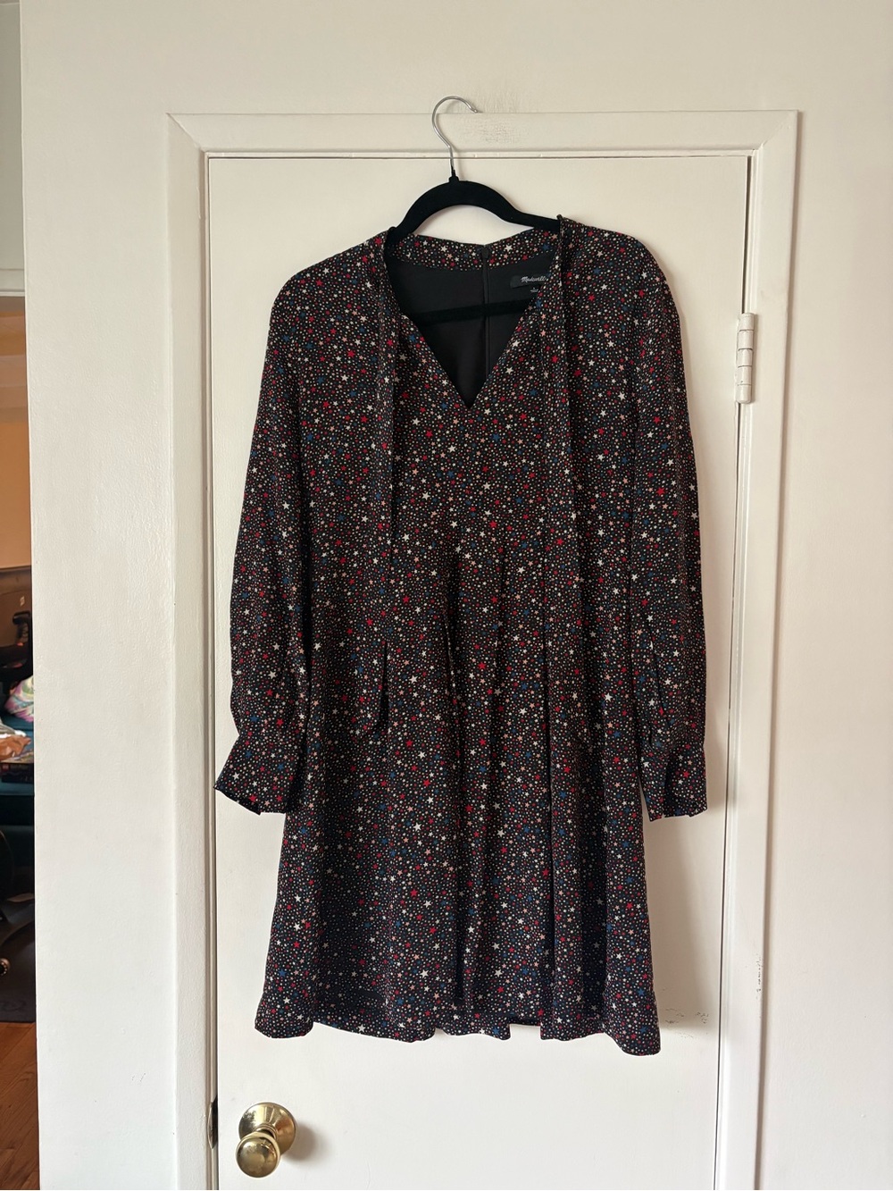 Madewell Balsam 100% Silk Tie-Neck Dress in Starry Night Size 6 - Picture 5 of 12